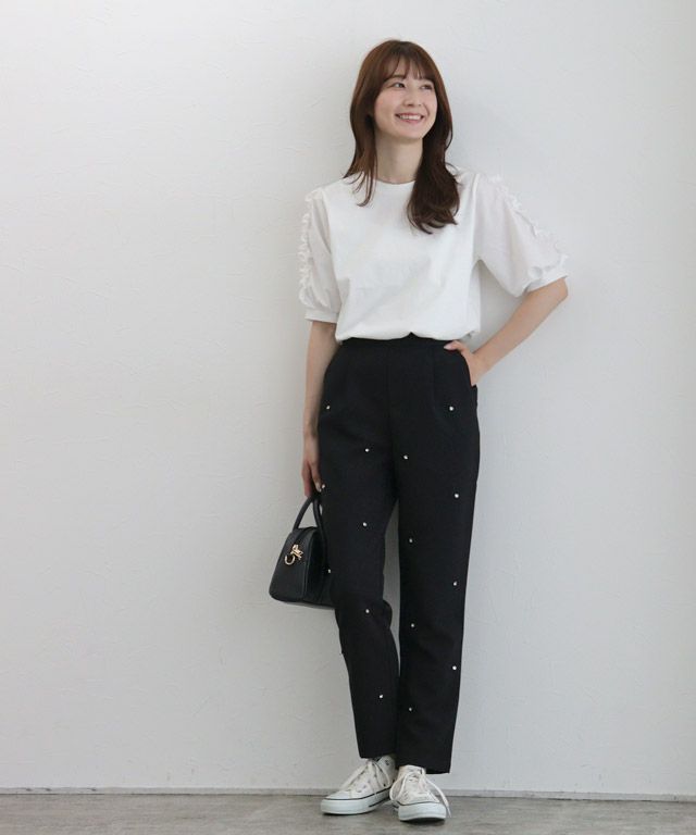 163cm / オフホワイト / 袖フリル / M