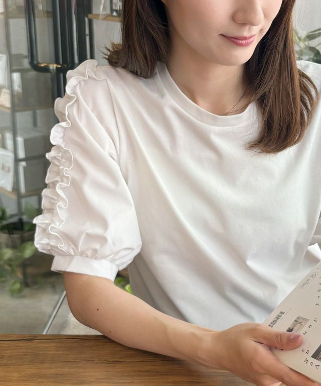 163cm / オフホワイト / 袖フリル / M