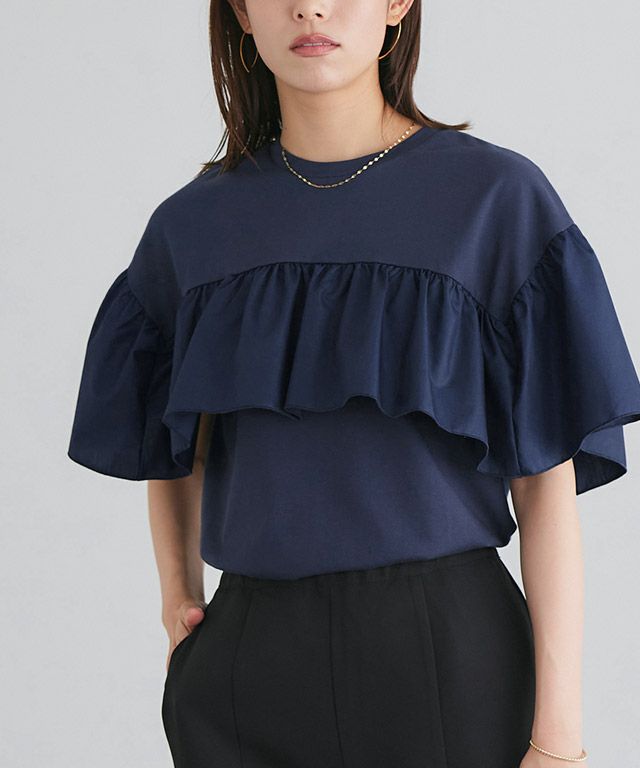 167cm / ネイビー / ラッフルフリル / M