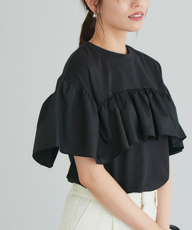 166cm / ブラック / ラッフルフリル / M