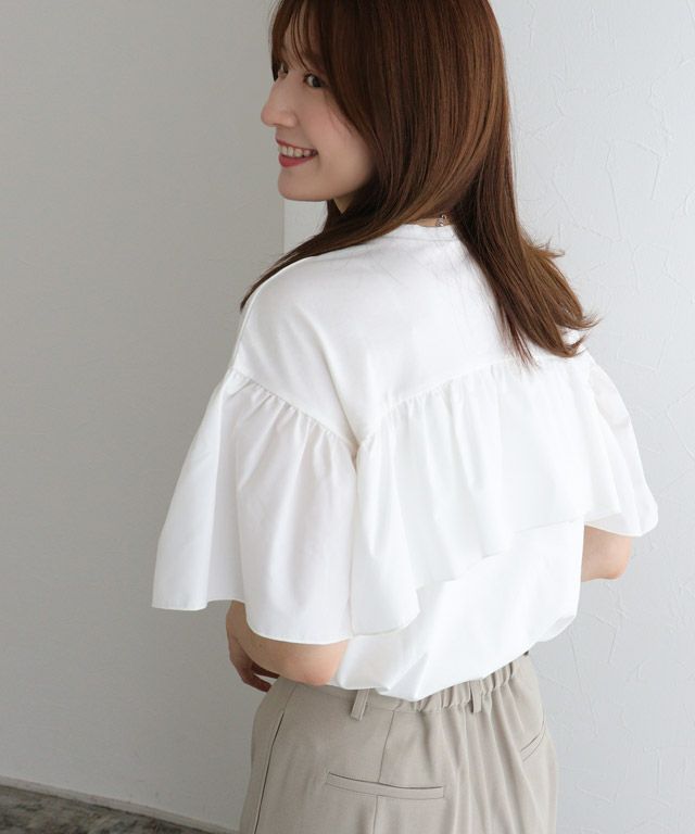 163cm / オフホワイト / ラッフルフリル / M