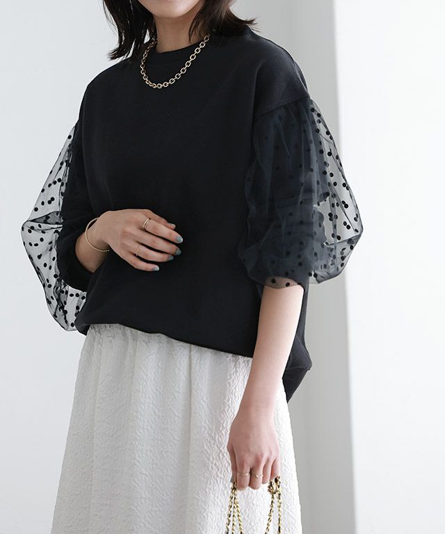 チュールスリーブスウェット