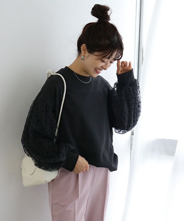 157cm / ブラック×ドット / M