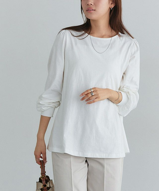 パフフレアコットンロングスリーブTシャツ