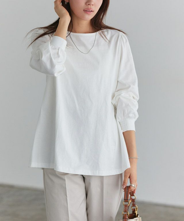 未使用品【Col Pierrot】 Sleeve Pleats Tシャツ パフフレアコットンロングスリーブTシャツ【Pierrot】 | 【公式