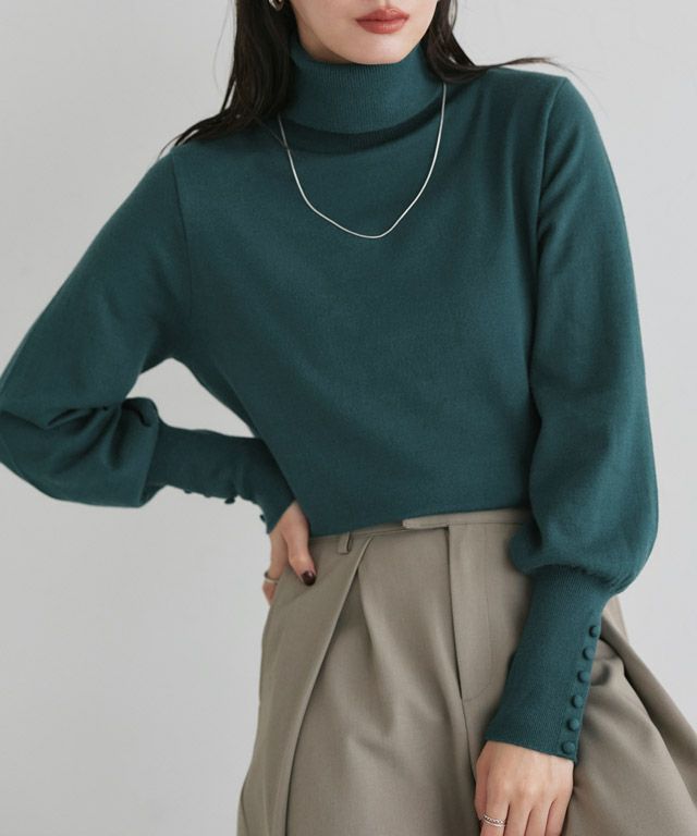 167cm / ブルーグリーン / タートルネック / M