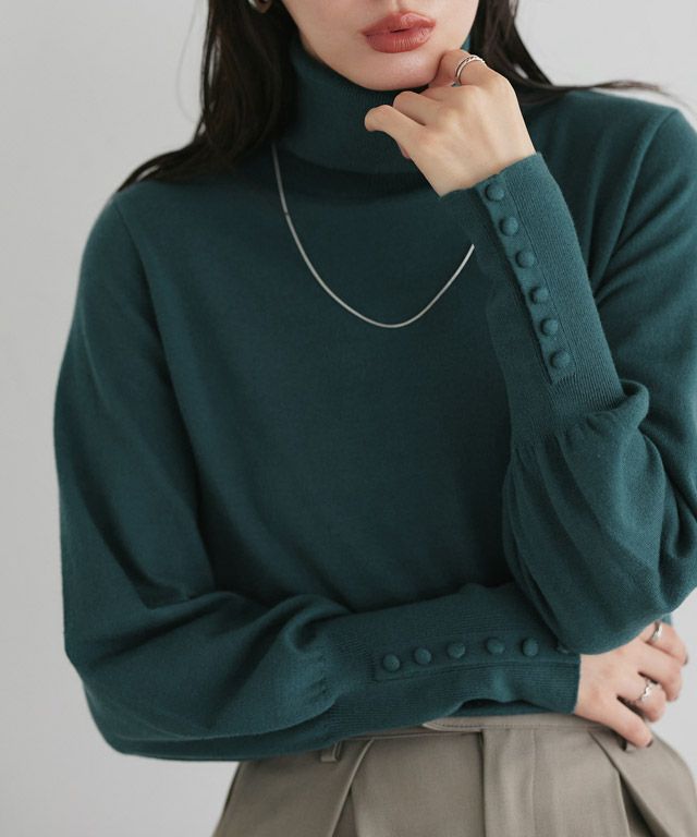 167cm / ブルーグリーン / タートルネック / M