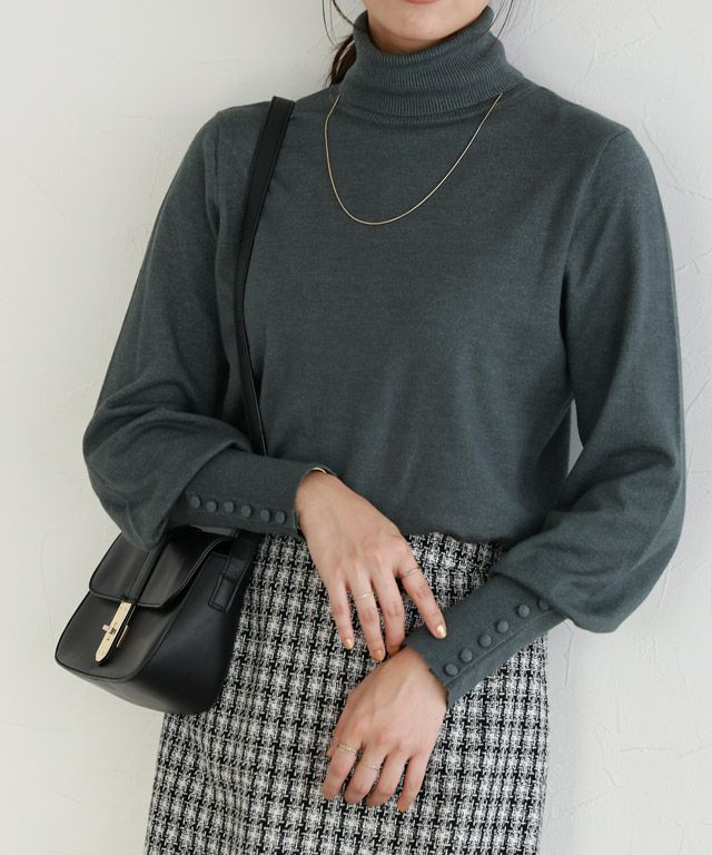 167cm / 杢チャコール / タートルネック / M