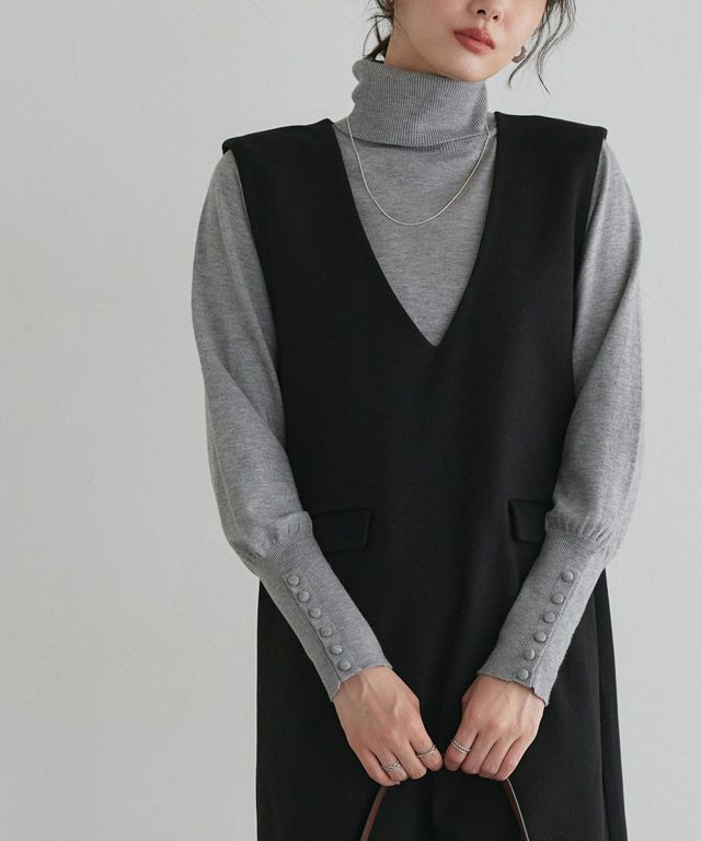 167cm / 杢グレー / タートルネック / M