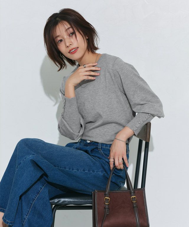 167cm / 杢グレー / クルーネック / M