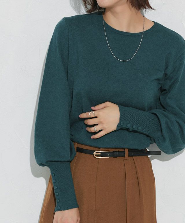 167cm / ブルーグリーン / クルーネック / M