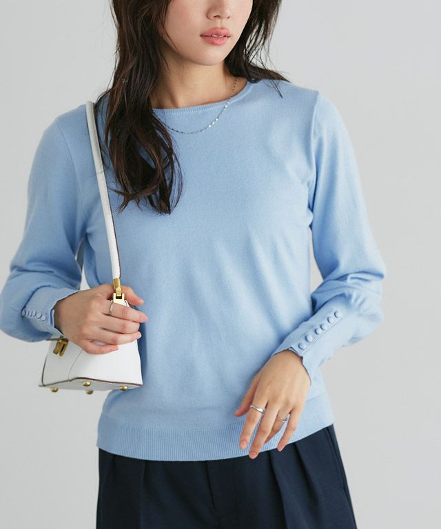 166cm / ライトブルー / クルーネック / M