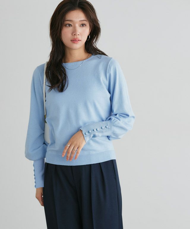 166cm / ライトブルー / クルーネック / M