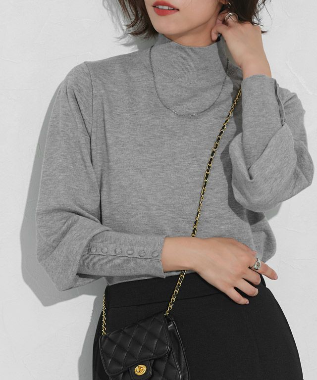 167cm / 杢グレー / ハイネック / M