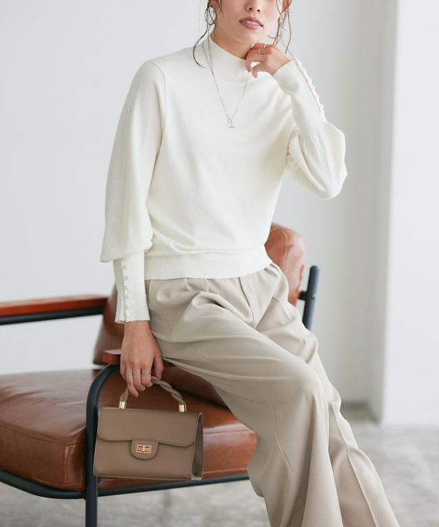 167cm / オフホワイト / ハイネック / M