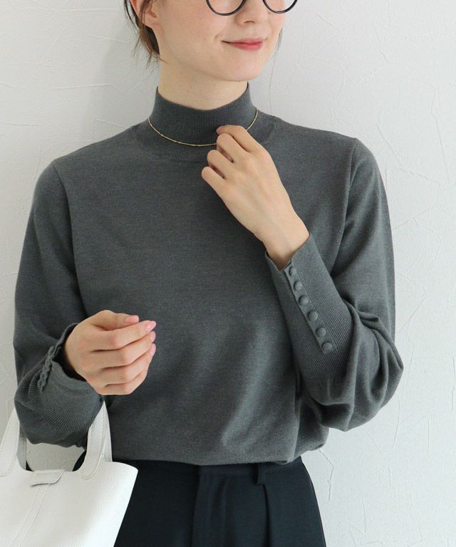 163cm / 杢チャコール / ハイネック / M