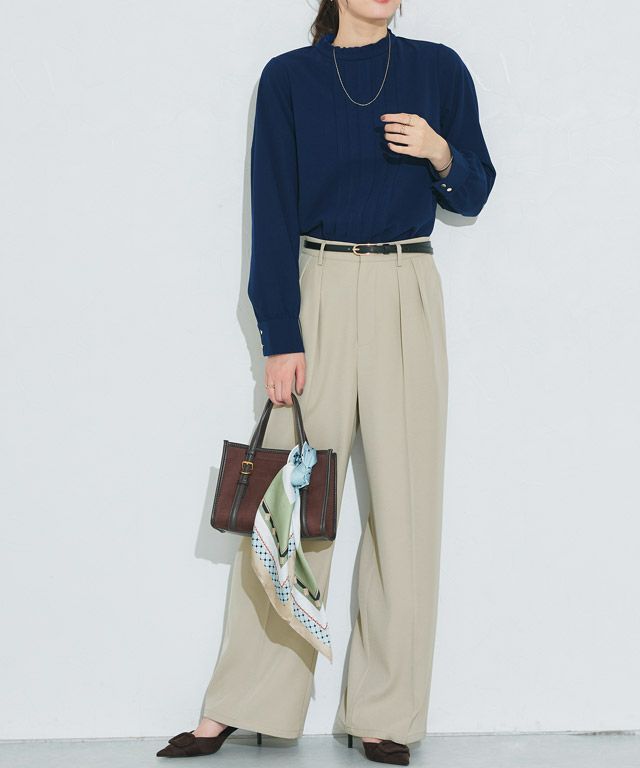 センタープレスタックワイドパンツ(Pierrot)