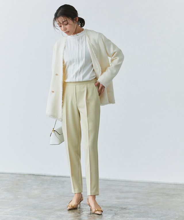スピード配送】フリルネックタックTブラウス【Pierrot】 ◇送料 スピード配送】フリルネックタックTブラウス【Pierrot】 ◇送料