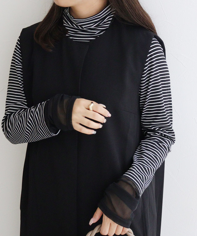 166cm / オフホワイト / タートルネック / シアーカフス / M