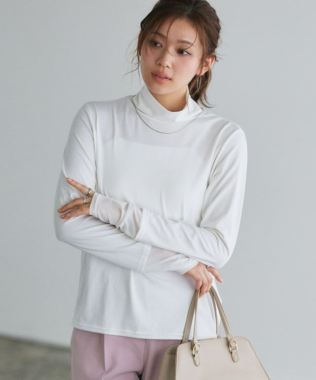 166cm / オフホワイト / タートルネック / シアーカフス / M