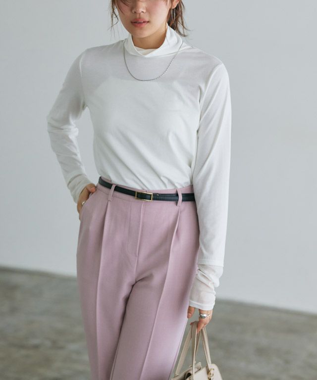 166cm / オフホワイト / タートルネック / シアーカフス / M