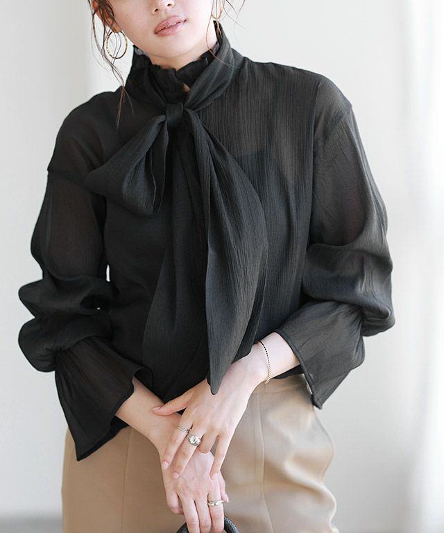 リボンフリルブラウス