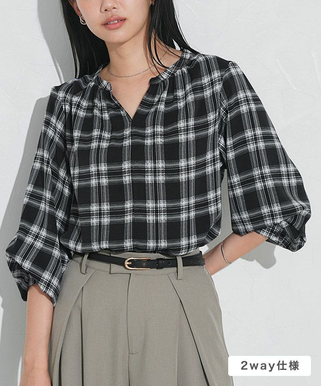 選べる柄2wayギャザーブラウス