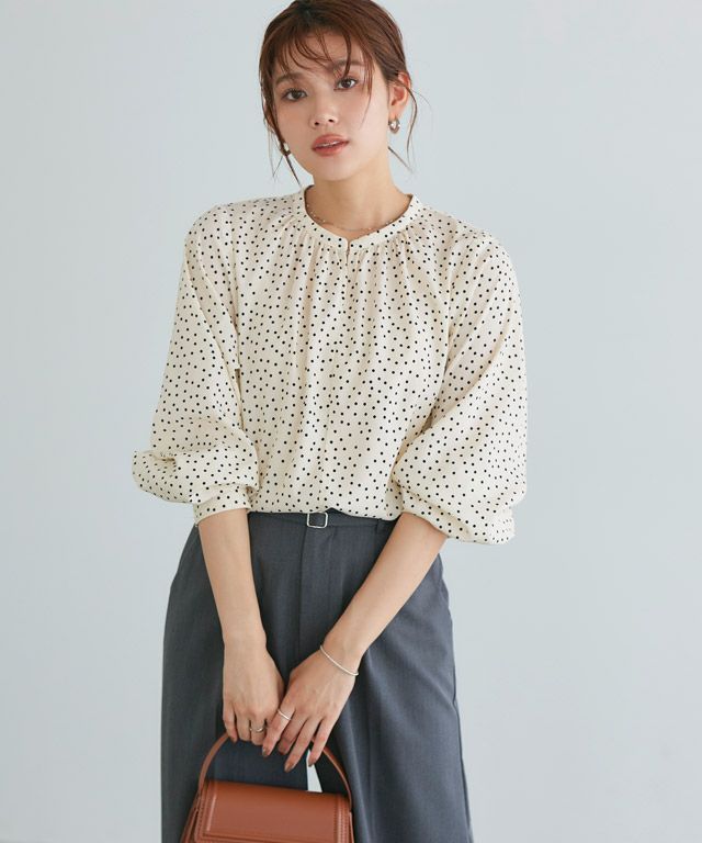 166cm / ドット / アイボリー / M