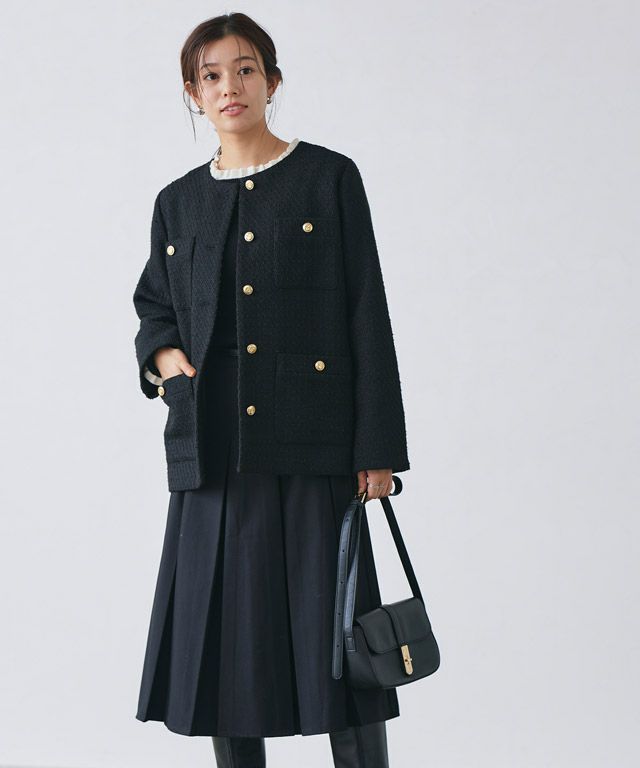 167cm / ブラック×オフホワイト / クルーネック / M