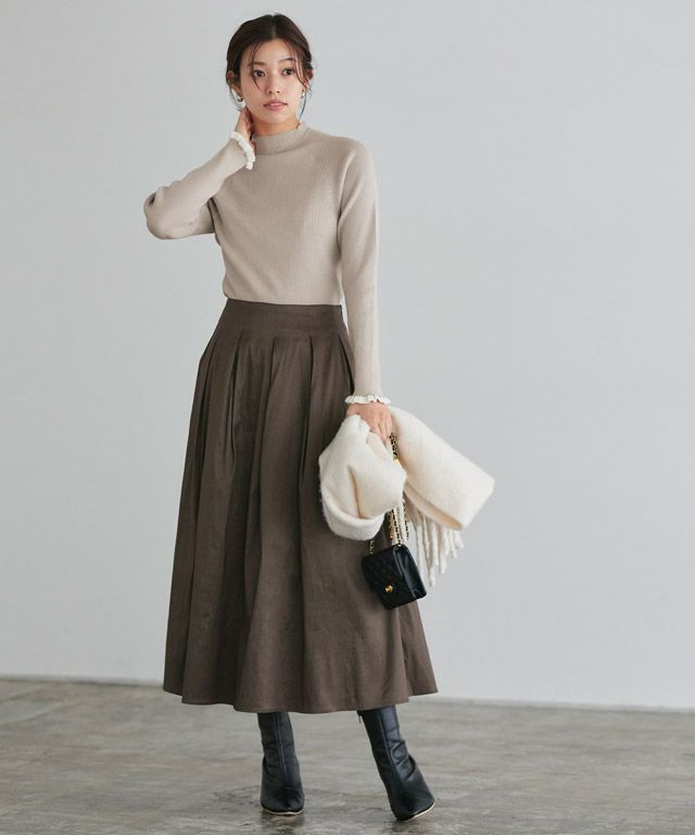 167cm / ベージュ×オフホワイト / ハイネック / M