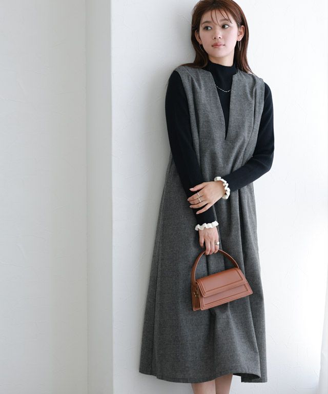 166cm / ブラック×オフホワイト / ハイネック / M