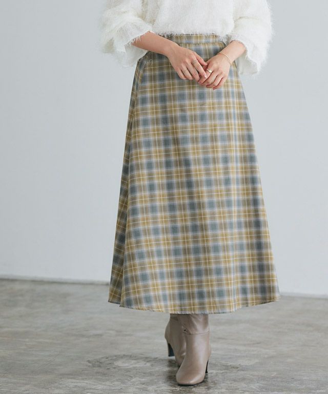 チェック柄フレアスカート ウエスト63cm チェック柄フレアスカート ウエスト63cm