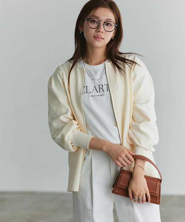 フレアジップスポンジニットカーディガン