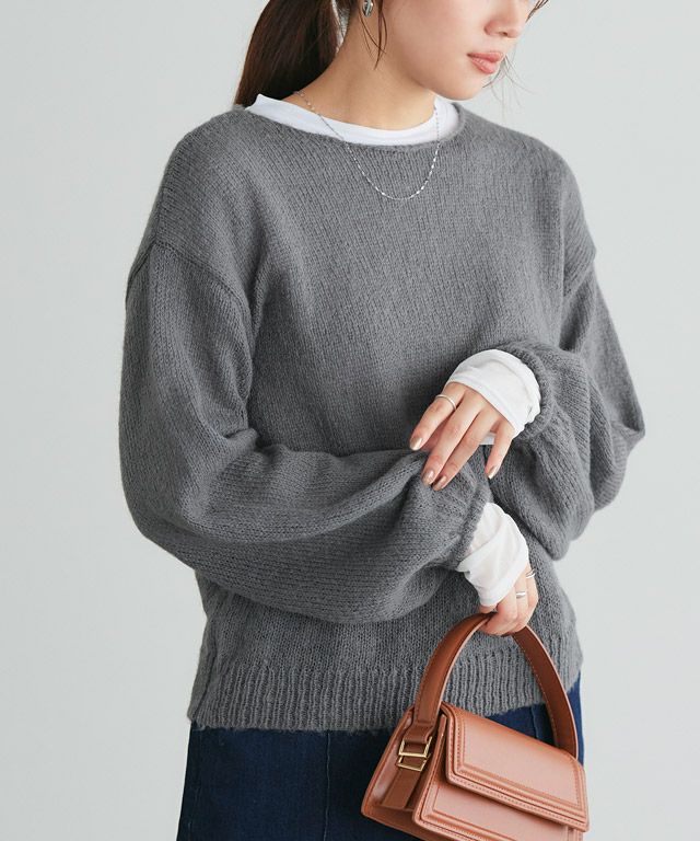 クロップドモヘアタッチニット