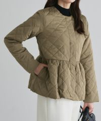 ノーカラーフレアキルティングブルゾン