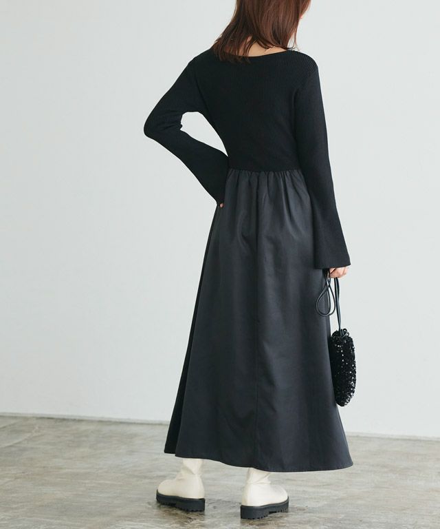 167cm / ブラック×ブラック / ボートネック / M