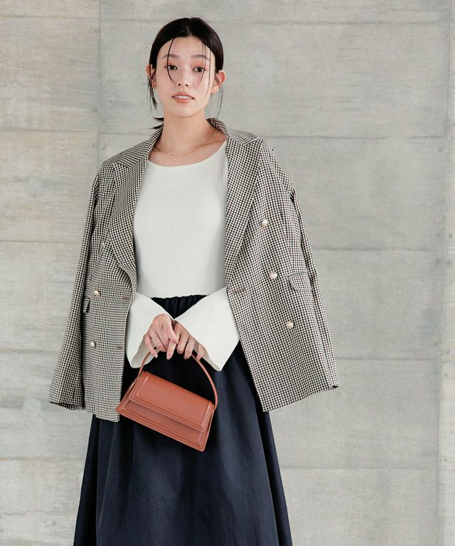 167cm / アイボリー×ブラック / ボートネック / M