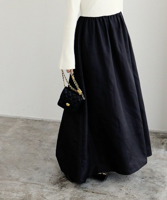 157cm / アイボリー×ブラック / ボートネック / M