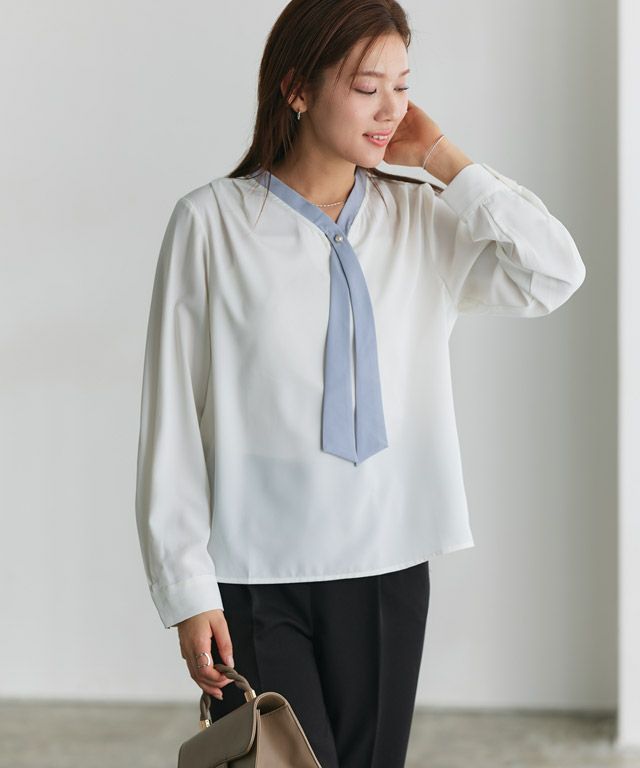 166cm / オフホワイト×グレイッシュブルー / M