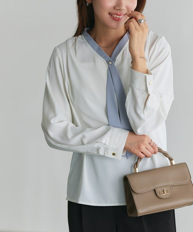 166cm / オフホワイト×グレイッシュブルー / M