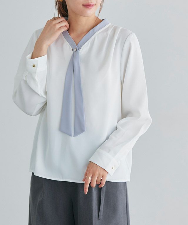 166cm / オフホワイト×グレイッシュブルー / M