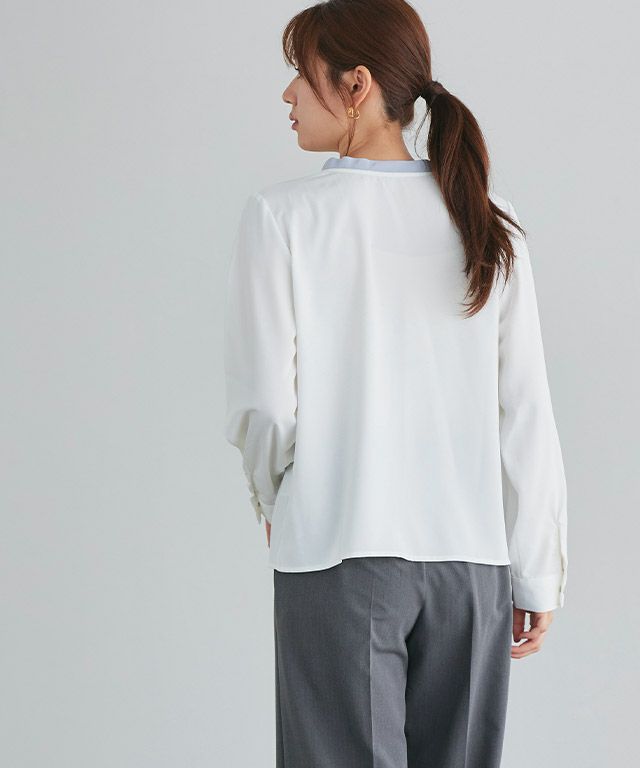 166cm / オフホワイト×グレイッシュブルー / M