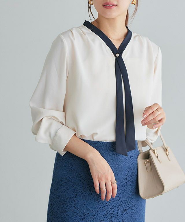 166cm / アイボリー×ネイビー / M