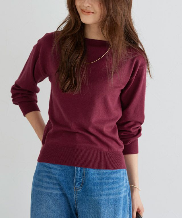 166cm / バーガンディ / ボートネック / M