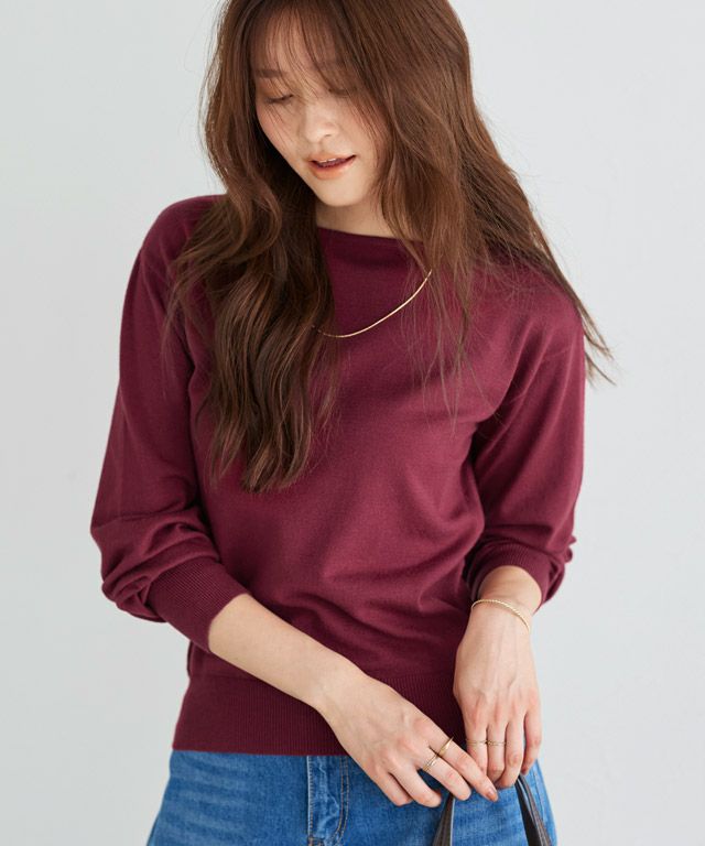 166cm / バーガンディ / ボートネック / M