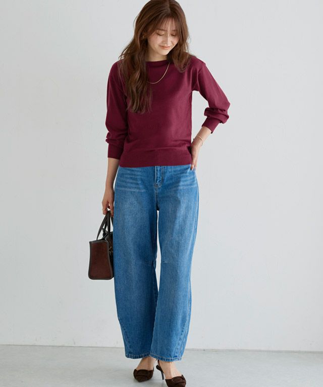 166cm / バーガンディ / ボートネック / M