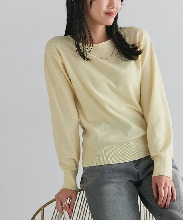 162cm / クリームイエロー / ボートネック / M