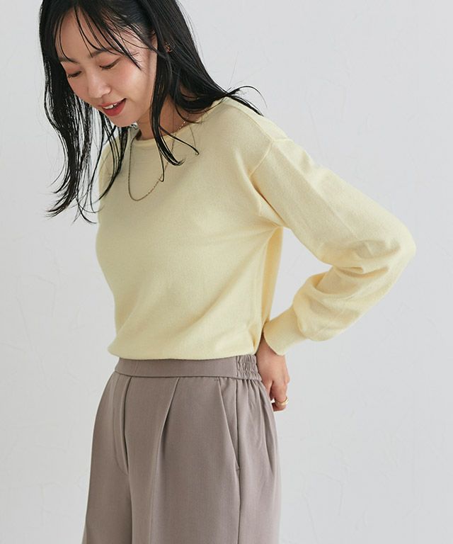 162cm / クリームイエロー / ボートネック / M