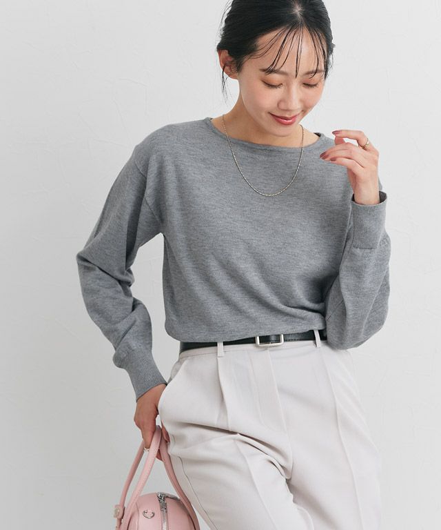 162cm / 杢グレー / ボートネック / M