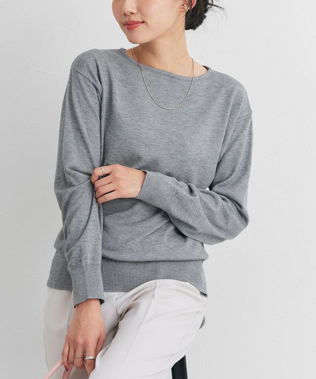 166cm / 杢ベージュ / ボートネック / M